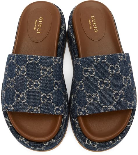 gucci playform.slides|gucci denim platform slides.